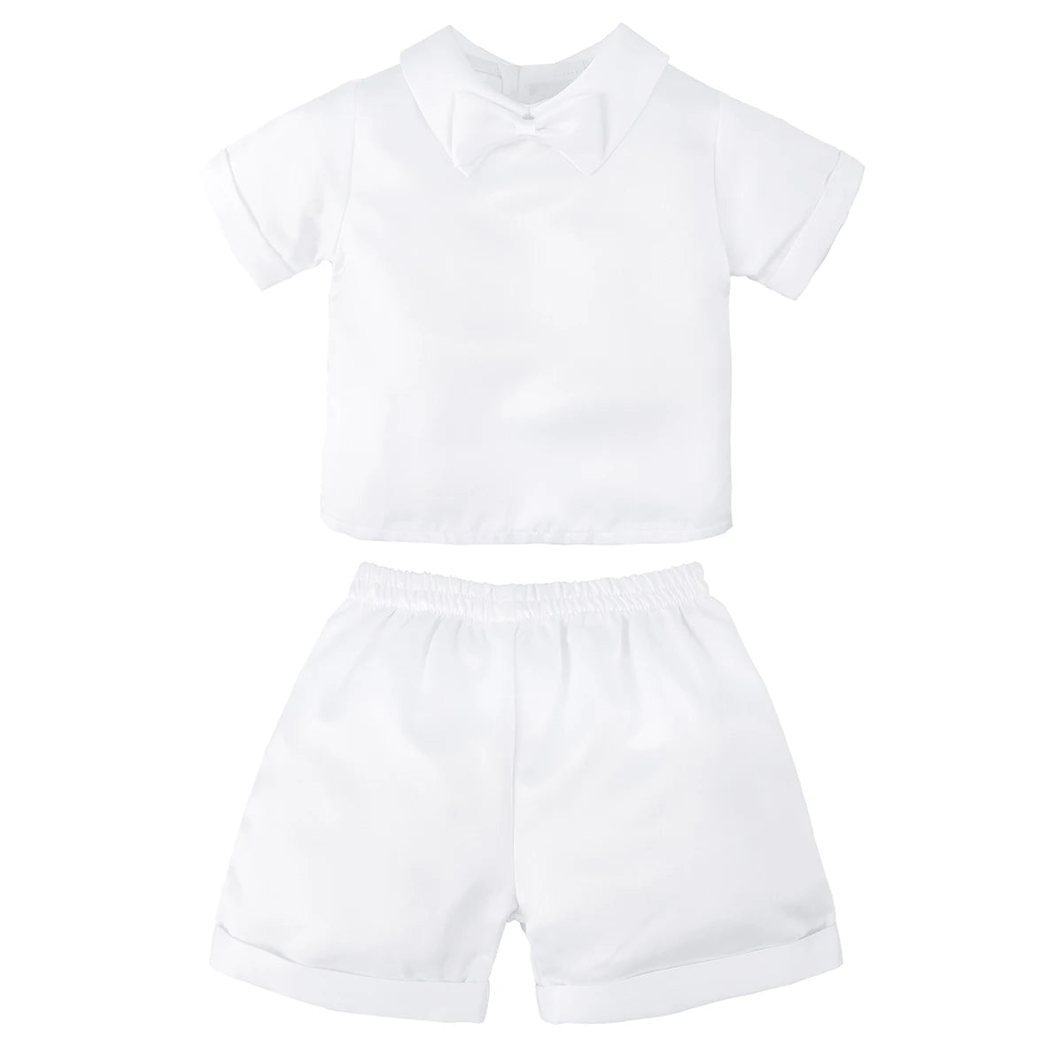 Baby Boys Baptism Suits Infant White Cartoon Dove Newborn Short Sleeve Bow Tie Tops+Shorts+Vest+Hat Christening Clothes Costume