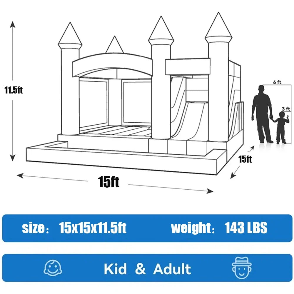 Commercial 3 in1 Inflatable White Bounce House Castle with Slide and Ball Pit PVC Giant Jumper Bouncy Castle Wedding for Party